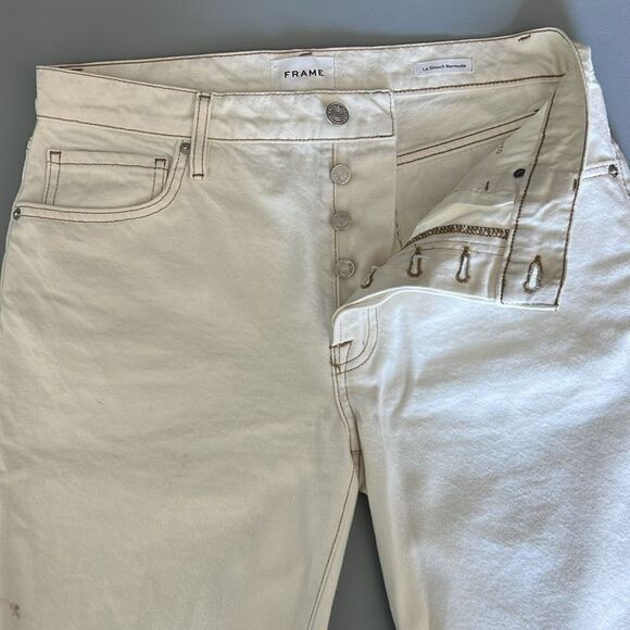 Frame Denim Le Slouch Bermuda Jean Shorts Ecru Size 27 - Picture 9 of 13